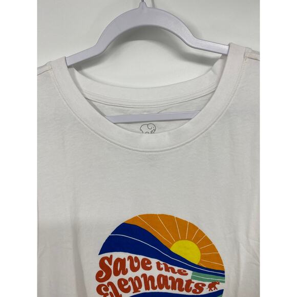 Ivory Ella Save the Elephants Womens White Tank Top Shirt NEW Size Medium - Picture 4 of 9